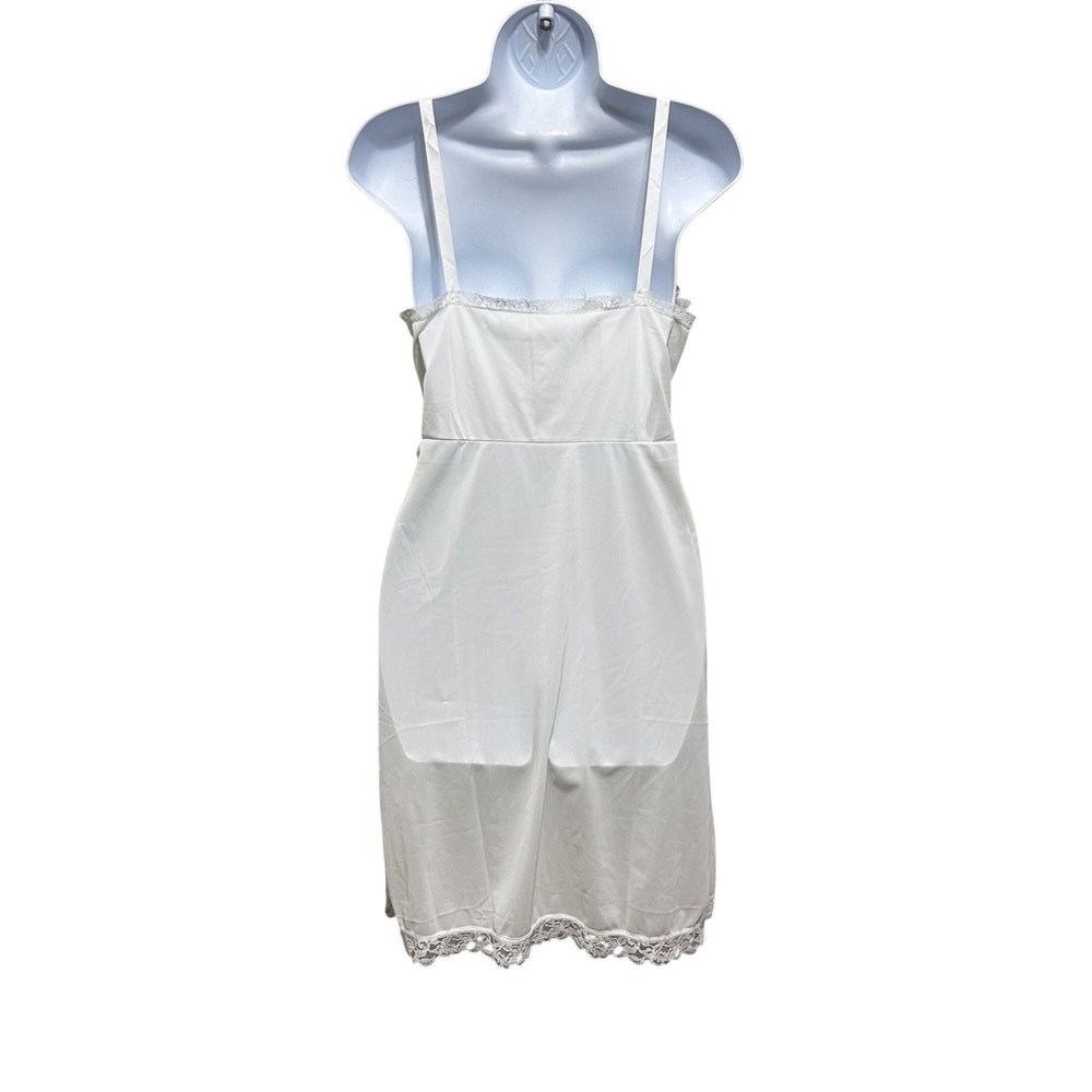 Vintage Women Coquette Cottagecore Full Slip Dress XS White Lace Trim Romantic - Picture 2 of 5